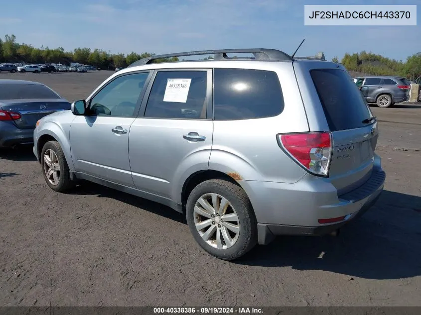 2012 Subaru Forester 2.5X Premium VIN: JF2SHADC6CH443370 Lot: 40338386