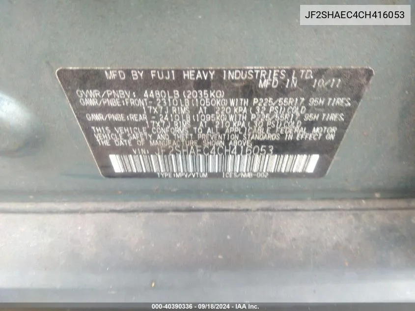 JF2SHAEC4CH416053 2012 Subaru Forester 2.5X Limited