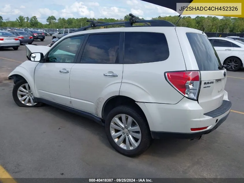 2012 Subaru Forester 2.5X Premium VIN: JF2SHADC4CH452326 Lot: 40418387