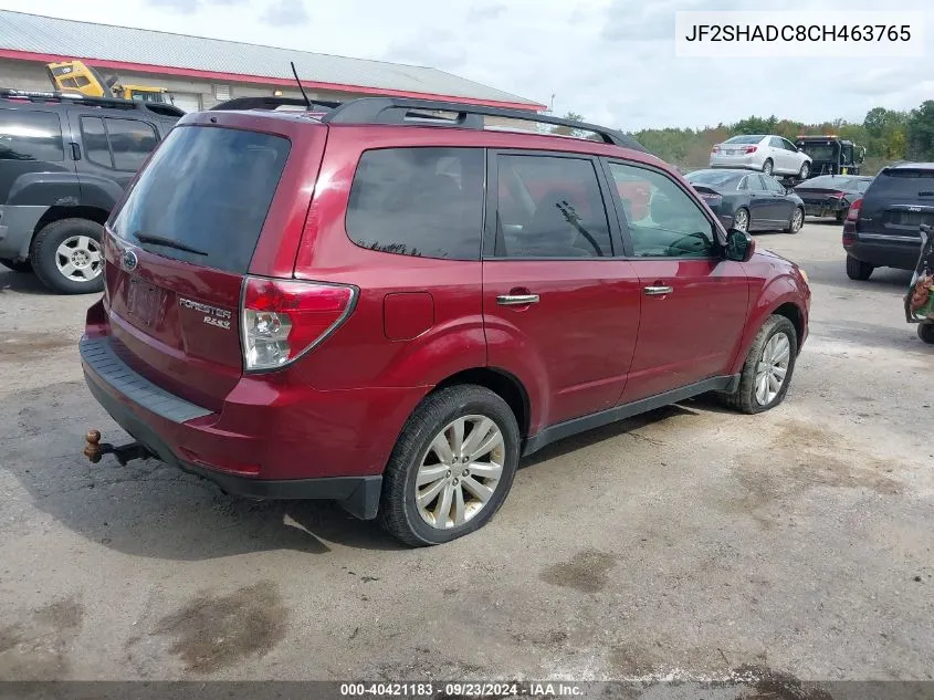 2012 Subaru Forester 2.5X Premium VIN: JF2SHADC8CH463765 Lot: 40421183