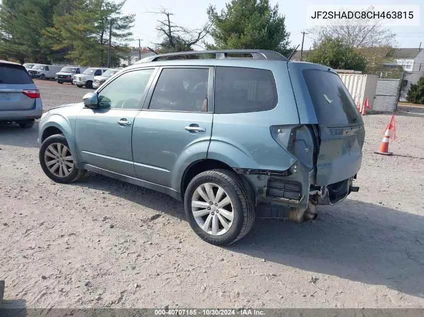 2012 Subaru Forester 2.5X Premium VIN: JF2SHADC8CH463815 Lot: 40707185