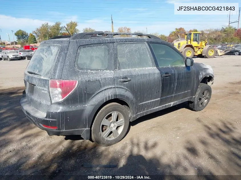 2012 Subaru Forester 2.5X VIN: JF2SHABC0CG421843 Lot: 40723819