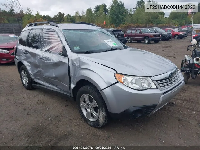 2013 Subaru Forester 2.5X VIN: JF2SHABC0DH443322 Lot: 40430076