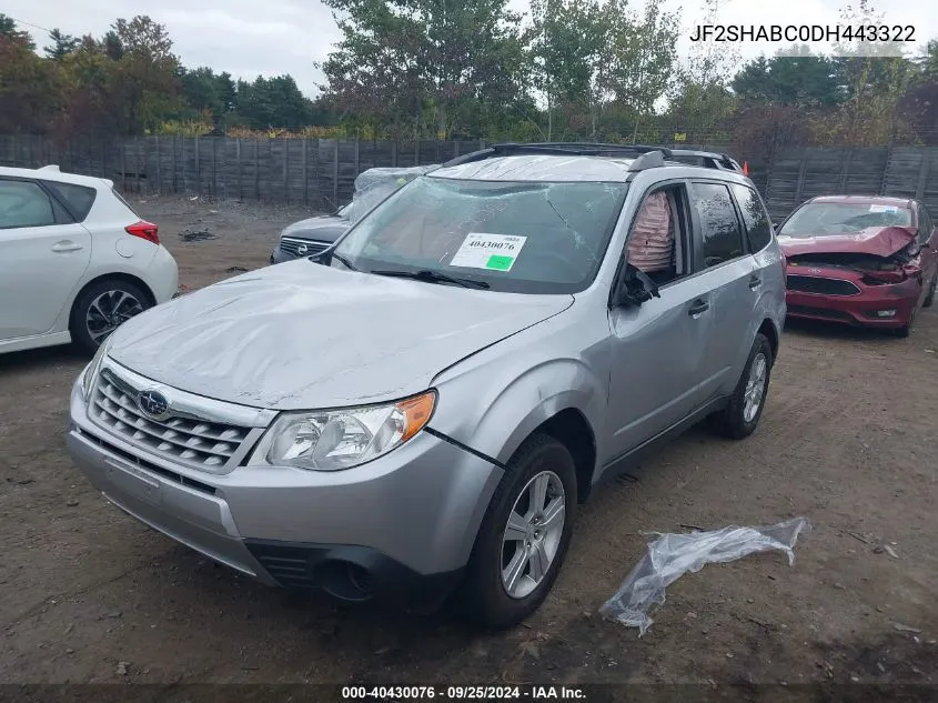 2013 Subaru Forester 2.5X VIN: JF2SHABC0DH443322 Lot: 40430076