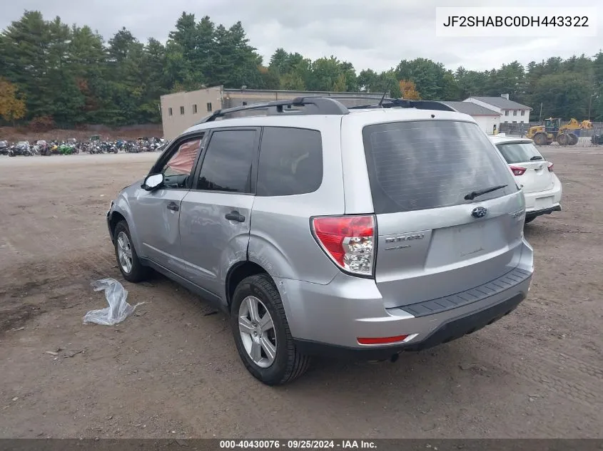 2013 Subaru Forester 2.5X VIN: JF2SHABC0DH443322 Lot: 40430076