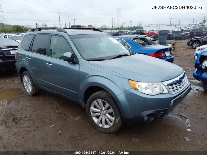 2013 Subaru Forester 2.5X Limited VIN: JF2SHAEC3DH402016 Lot: 40440317