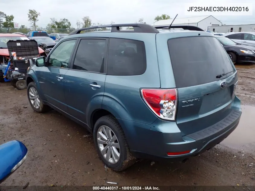 2013 Subaru Forester 2.5X Limited VIN: JF2SHAEC3DH402016 Lot: 40440317