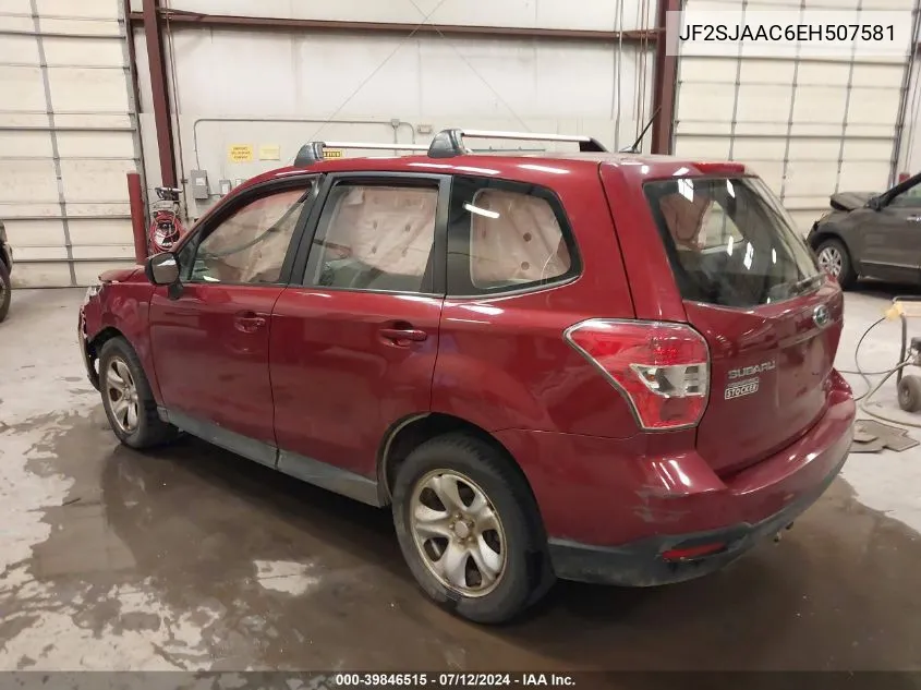 2014 Subaru Forester 2.5I VIN: JF2SJAAC6EH507581 Lot: 39846515