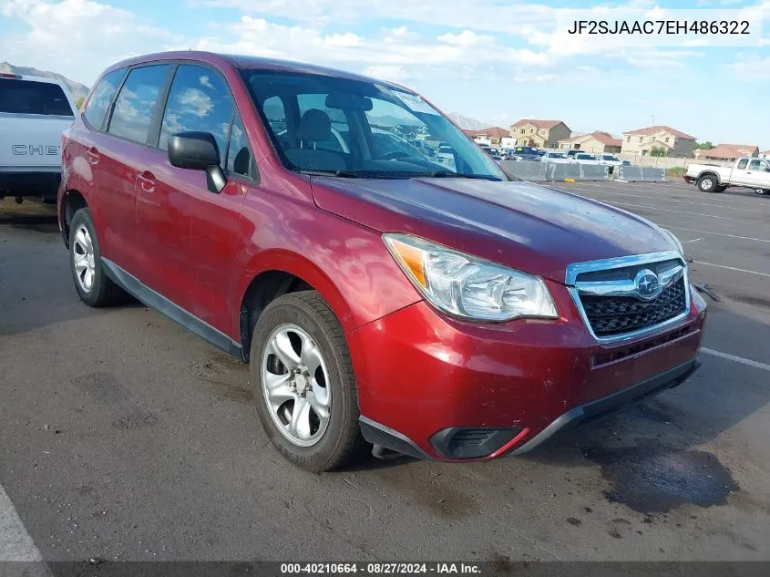 2014 Subaru Forester 2.5I VIN: JF2SJAAC7EH486322 Lot: 40210664