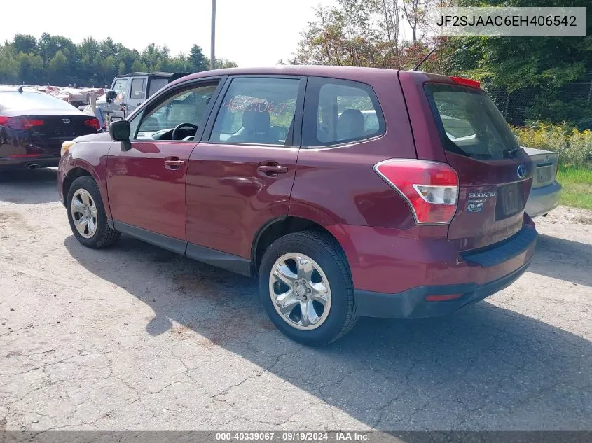 2014 Subaru Forester 2.5I VIN: JF2SJAAC6EH406542 Lot: 40339067