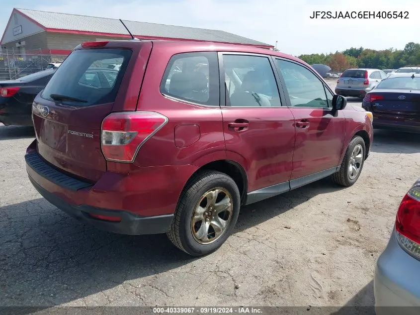 2014 Subaru Forester 2.5I VIN: JF2SJAAC6EH406542 Lot: 40339067