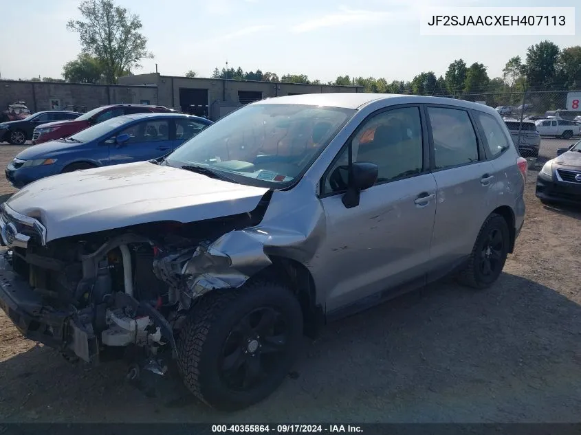 2014 Subaru Forester 2.5I VIN: JF2SJAACXEH407113 Lot: 40355864