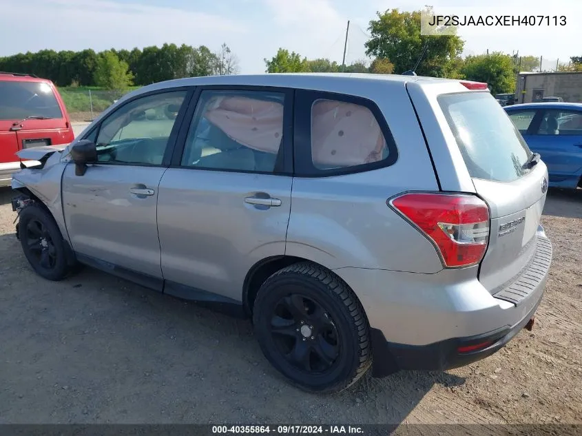 2014 Subaru Forester 2.5I VIN: JF2SJAACXEH407113 Lot: 40355864