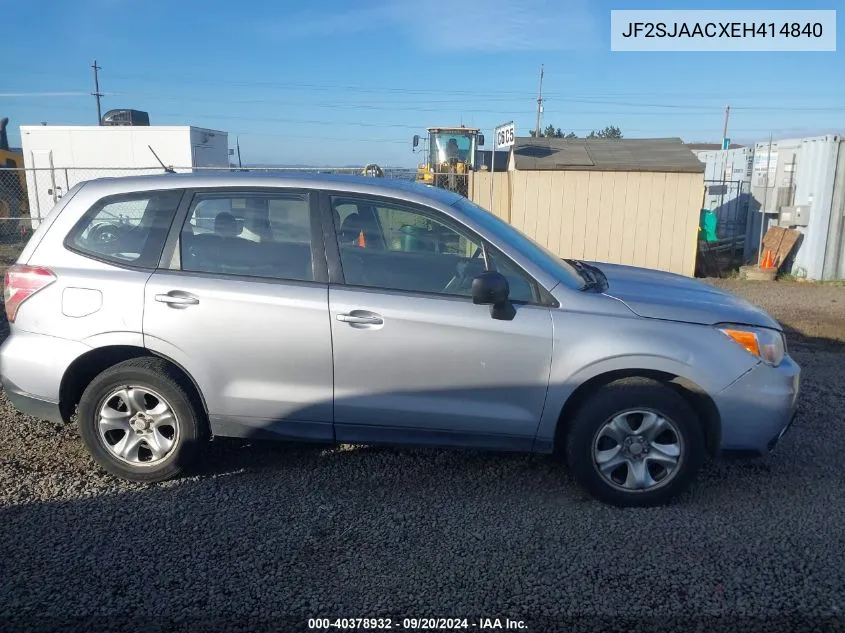 2014 Subaru Forester 2.5I VIN: JF2SJAACXEH414840 Lot: 40378932