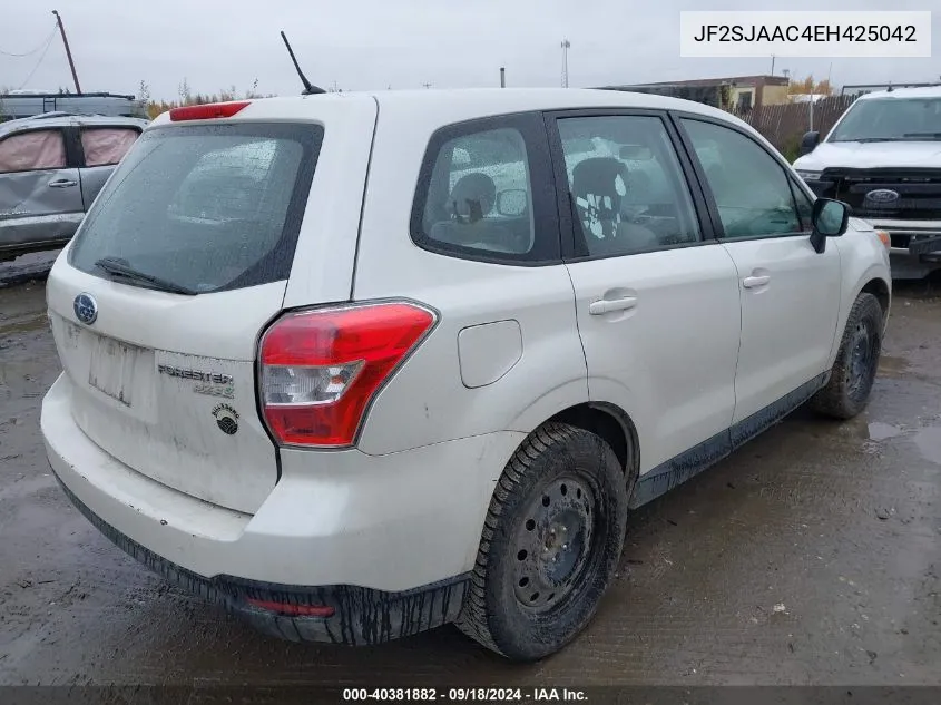 2014 Subaru Forester 2.5I VIN: JF2SJAAC4EH425042 Lot: 40381882