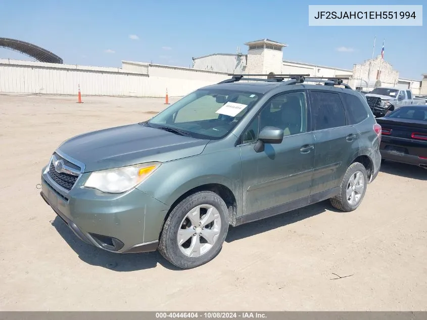 2014 Subaru Forester 2.5I Limited VIN: JF2SJAHC1EH551994 Lot: 40446404