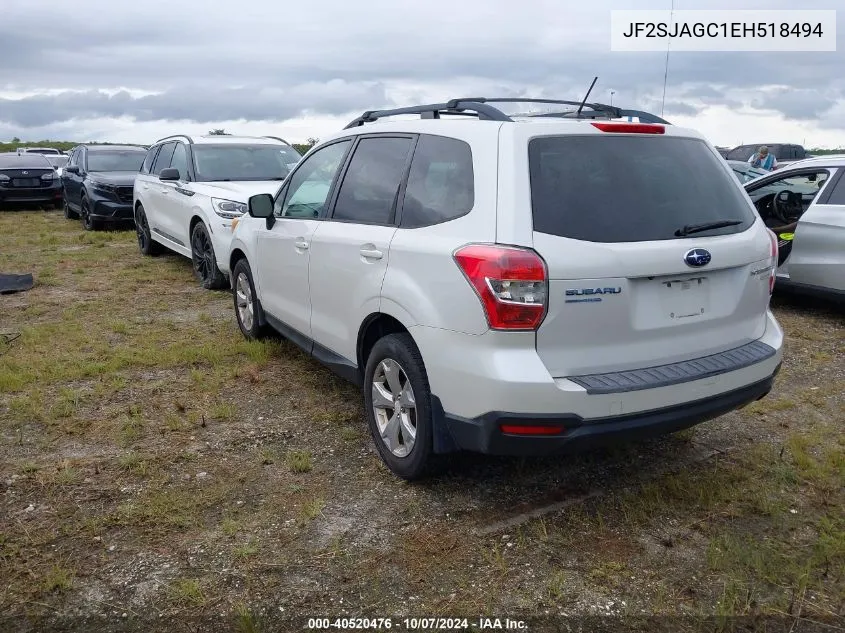 2014 Subaru Forester 2.5I Premium VIN: JF2SJAGC1EH518494 Lot: 40520476