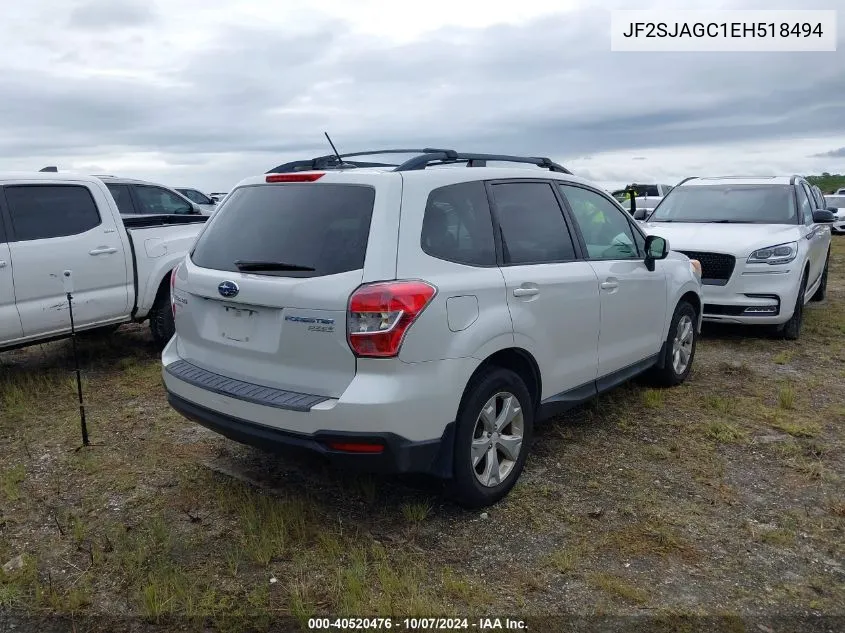 2014 Subaru Forester 2.5I Premium VIN: JF2SJAGC1EH518494 Lot: 40520476