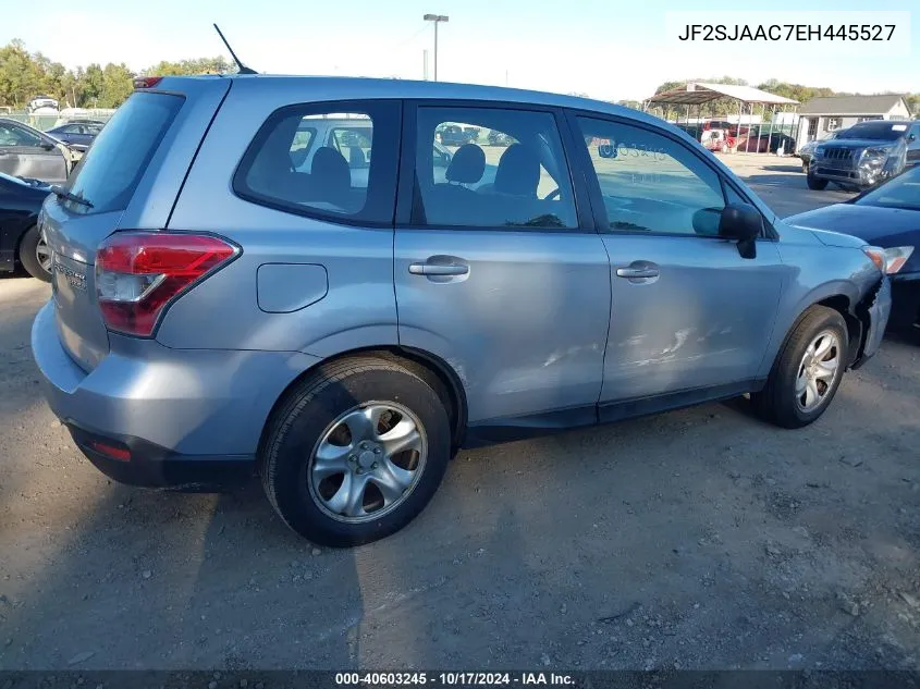 2014 Subaru Forester 2.5I VIN: JF2SJAAC7EH445527 Lot: 40603245