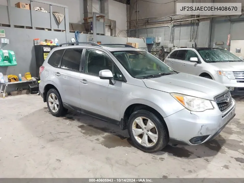 2014 Subaru Forester 2.5I Premium VIN: JF2SJAEC0EH408670 Lot: 40605943