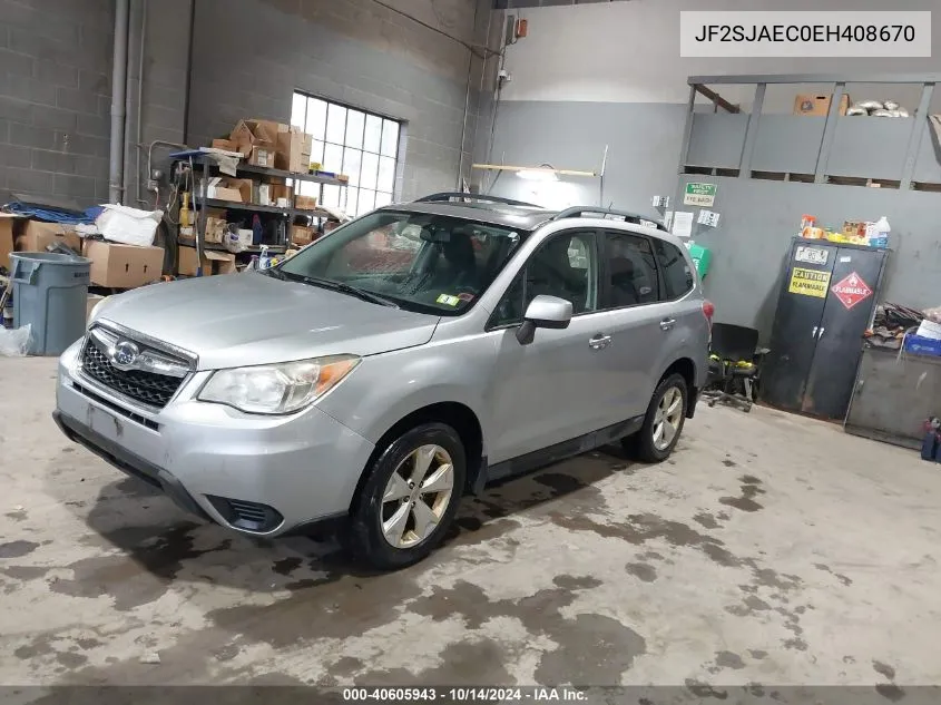 2014 Subaru Forester 2.5I Premium VIN: JF2SJAEC0EH408670 Lot: 40605943