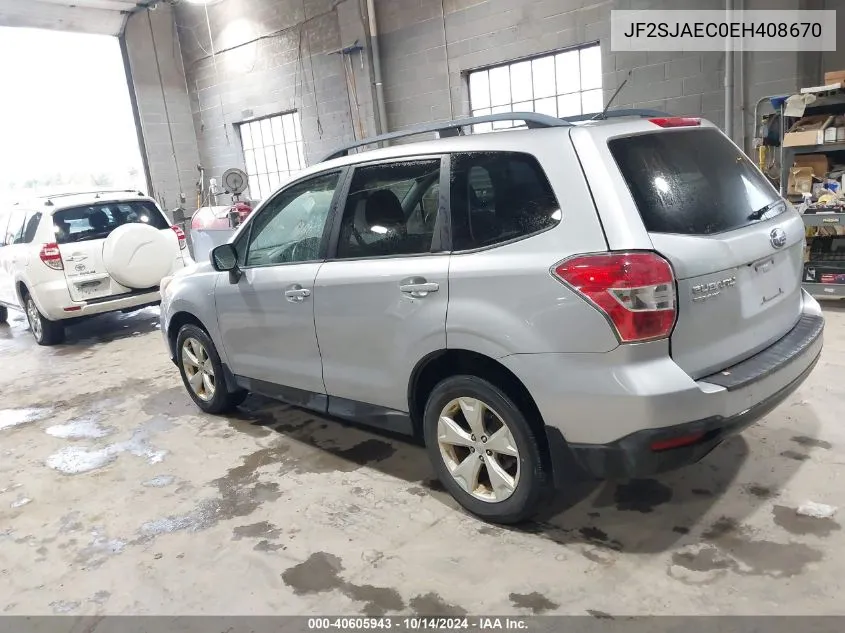 2014 Subaru Forester 2.5I Premium VIN: JF2SJAEC0EH408670 Lot: 40605943