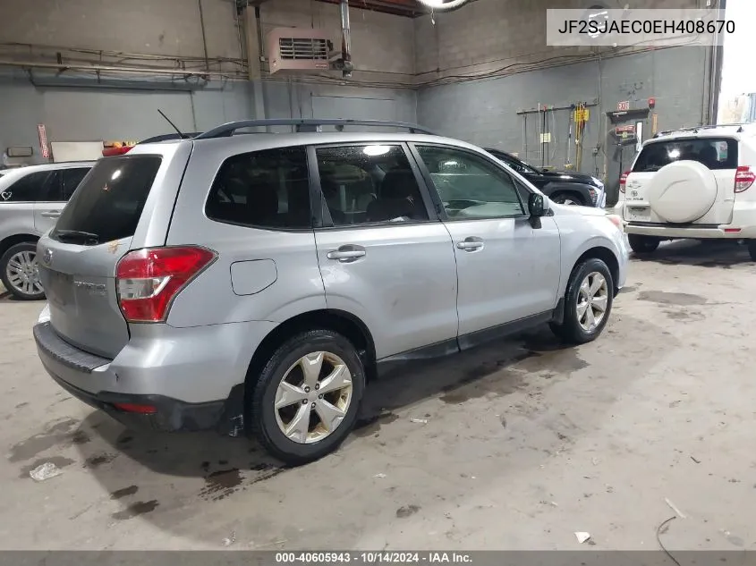 2014 Subaru Forester 2.5I Premium VIN: JF2SJAEC0EH408670 Lot: 40605943