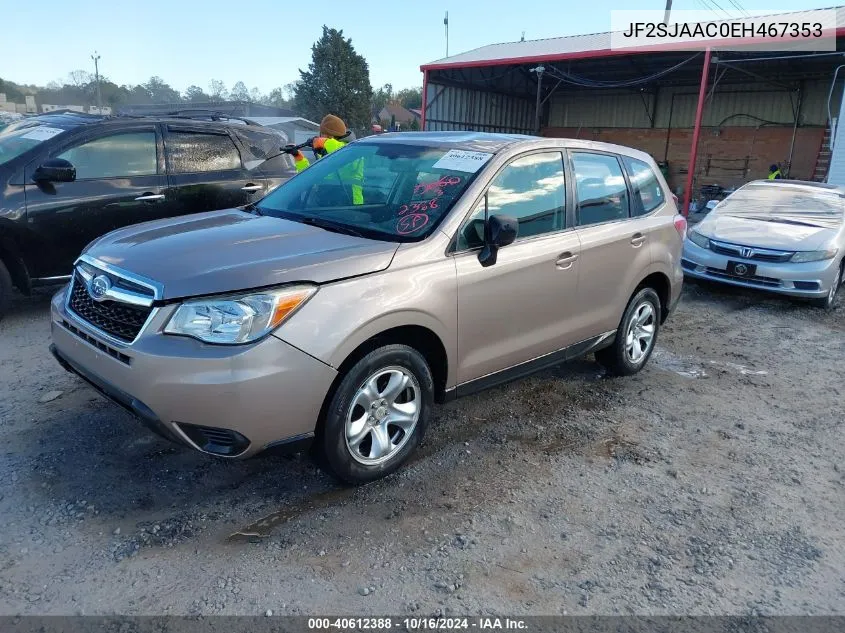 2014 Subaru Forester 2.5I VIN: JF2SJAAC0EH467353 Lot: 40612388