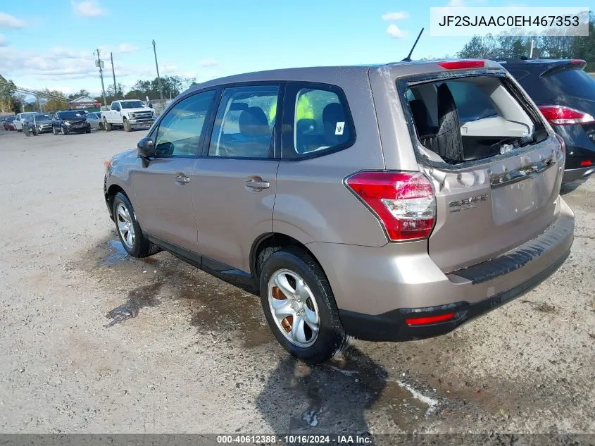 2014 Subaru Forester 2.5I VIN: JF2SJAAC0EH467353 Lot: 40612388