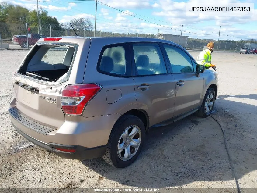 2014 Subaru Forester 2.5I VIN: JF2SJAAC0EH467353 Lot: 40612388