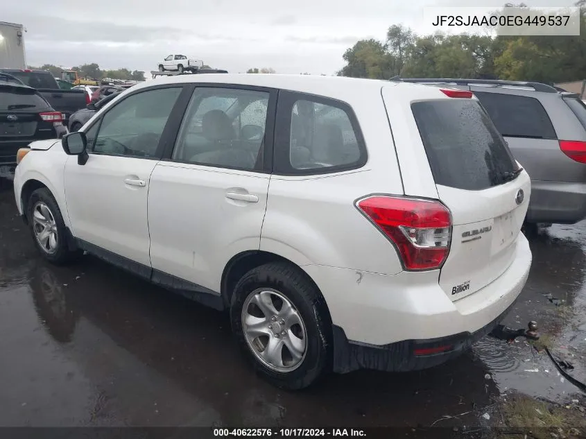 2014 Subaru Forester 2.5I VIN: JF2SJAAC0EG449537 Lot: 40622576