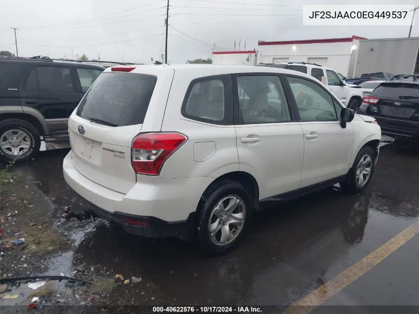 2014 Subaru Forester 2.5I VIN: JF2SJAAC0EG449537 Lot: 40622576