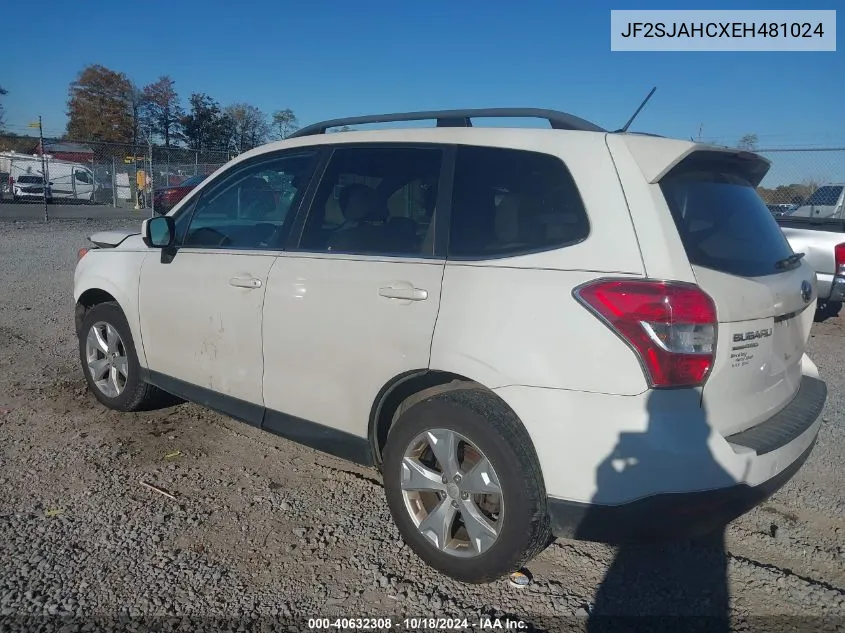 2014 Subaru Forester 2.5I Limited VIN: JF2SJAHCXEH481024 Lot: 40632308