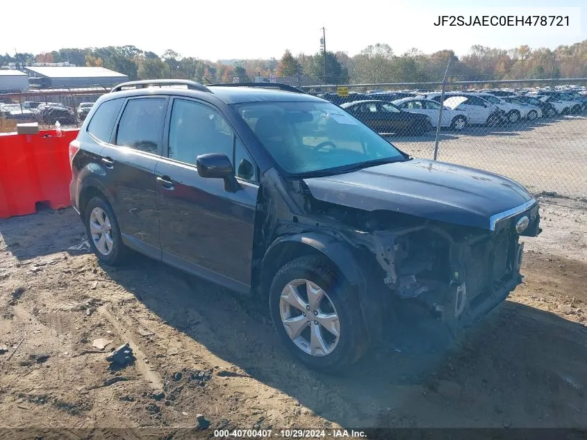 2014 Subaru Forester 2.5I Premium VIN: JF2SJAEC0EH478721 Lot: 40700407