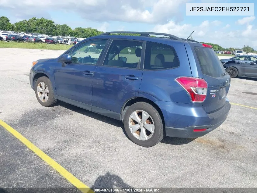 2014 Subaru Forester 2.5I Premium VIN: JF2SJAEC2EH522721 Lot: 40751846