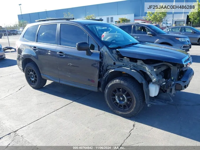 2014 Subaru Forester 2.5I VIN: JF2SJAAC0EH486288 Lot: 40764542