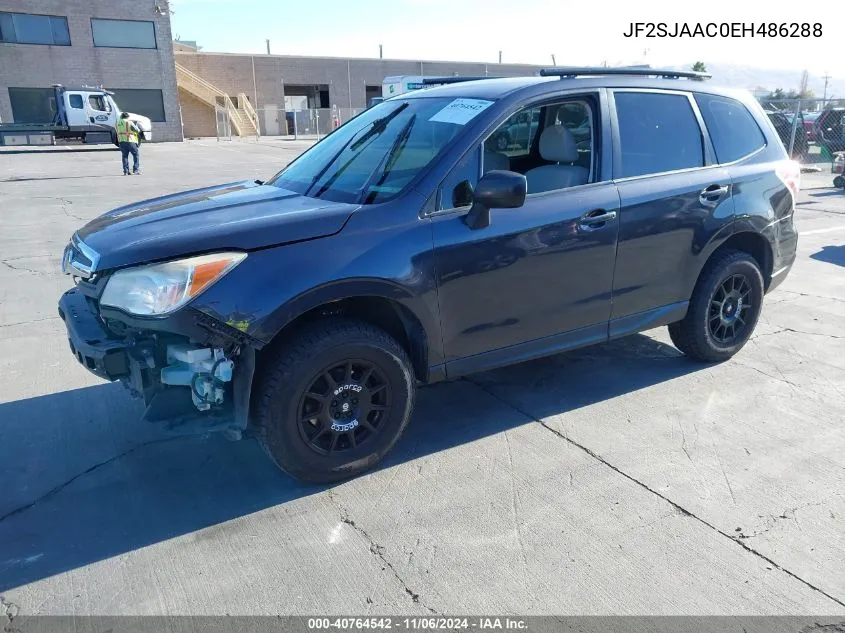 2014 Subaru Forester 2.5I VIN: JF2SJAAC0EH486288 Lot: 40764542