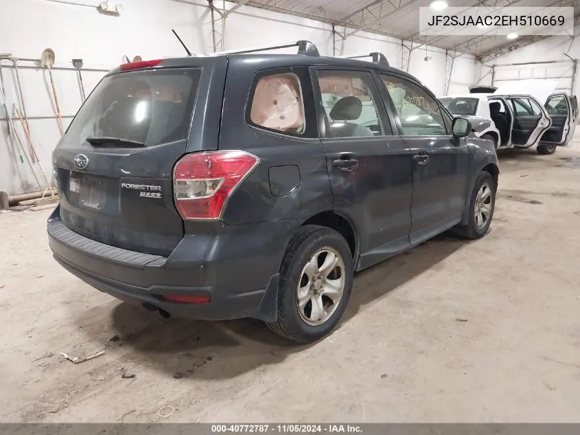 2014 Subaru Forester 2.5I VIN: JF2SJAAC2EH510669 Lot: 40772787