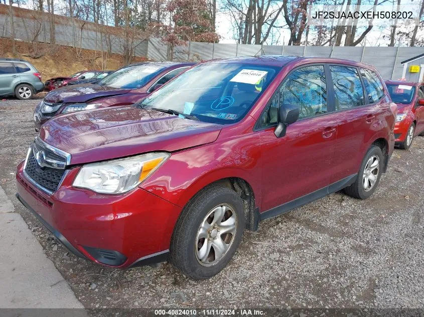 2014 Subaru Forester 2.5I VIN: JF2SJAACXEH508202 Lot: 40824010