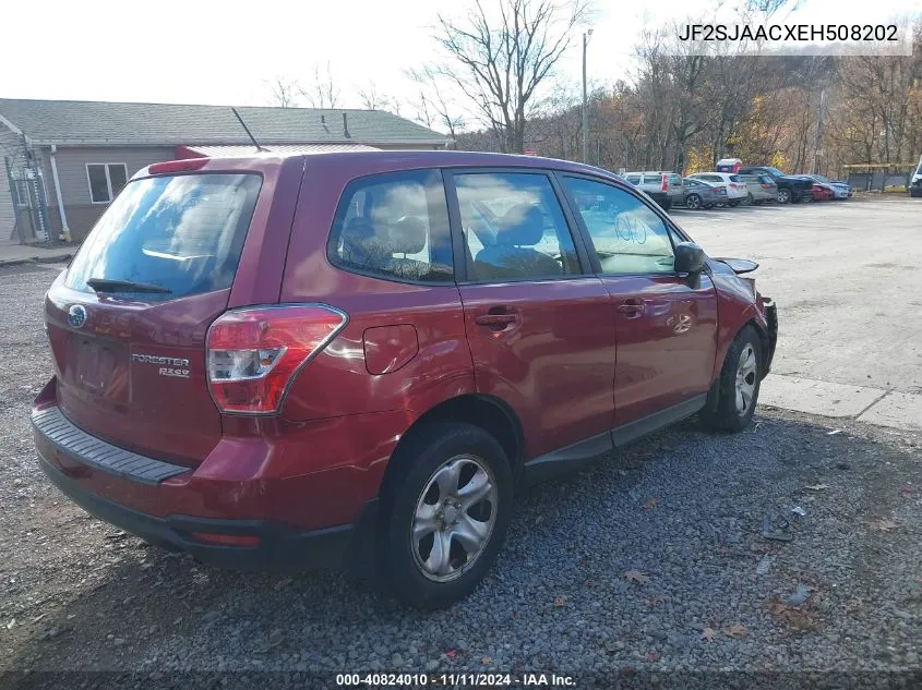 2014 Subaru Forester 2.5I VIN: JF2SJAACXEH508202 Lot: 40824010