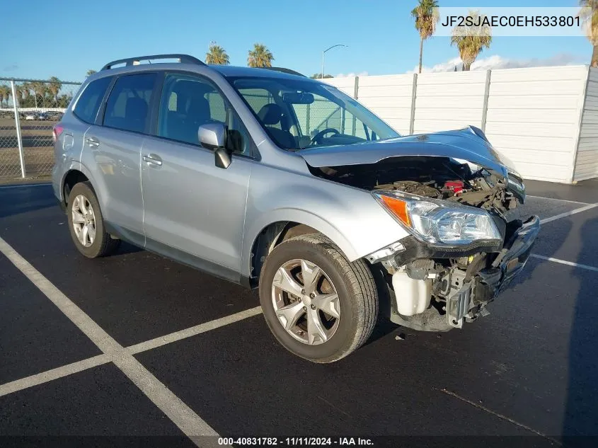 2014 Subaru Forester 2.5I Premium VIN: JF2SJAEC0EH533801 Lot: 40831782