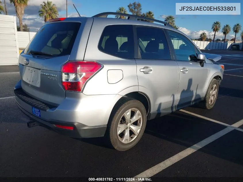 2014 Subaru Forester 2.5I Premium VIN: JF2SJAEC0EH533801 Lot: 40831782