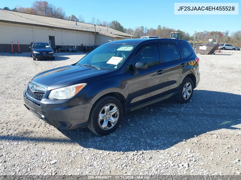 2014 Subaru Forester 2.5I VIN: JF2SJAAC4EH455528 Lot: 40840677