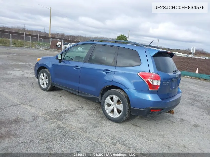 2015 Subaru Forester VIN: JF2SJCHC0FH834576 Lot: 12136674