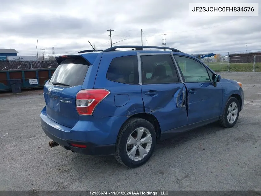 2015 Subaru Forester VIN: JF2SJCHC0FH834576 Lot: 12136674