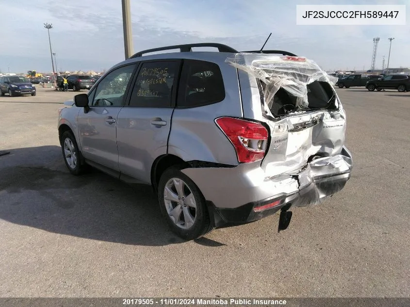 2015 Subaru Forester 2.5I VIN: JF2SJCCC2FH589447 Lot: 20179505