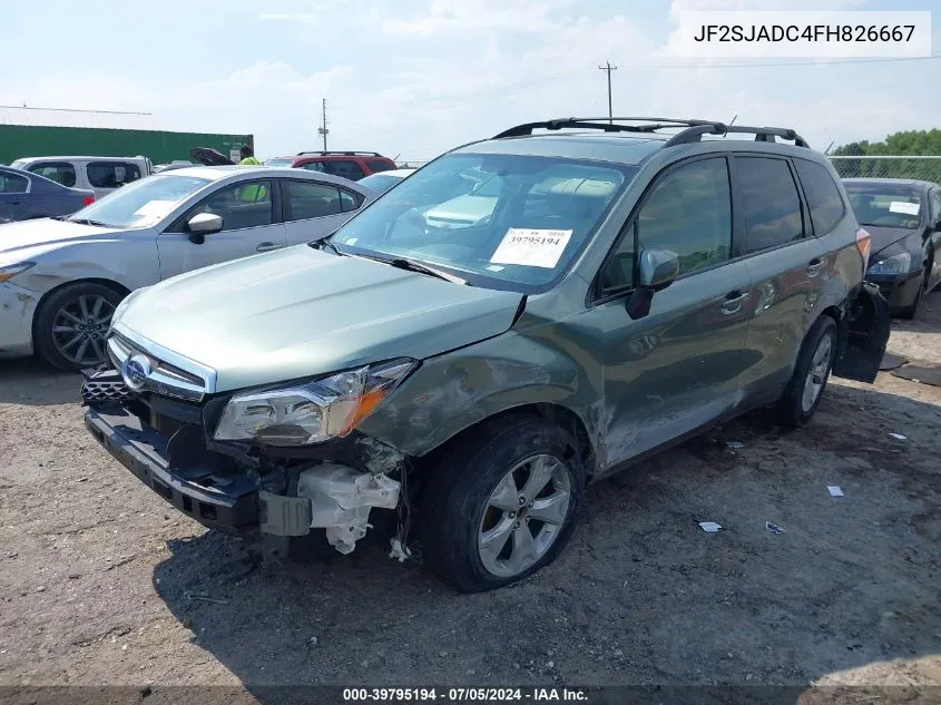 2015 Subaru Forester 2.5I Premium VIN: JF2SJADC4FH826667 Lot: 39795194