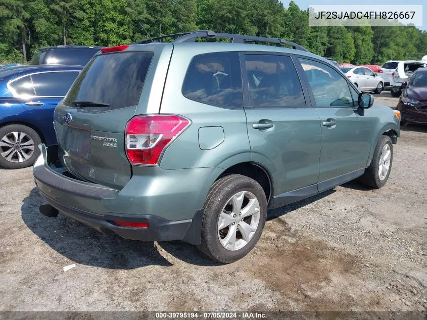 2015 Subaru Forester 2.5I Premium VIN: JF2SJADC4FH826667 Lot: 39795194