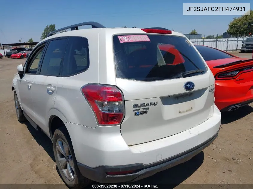 2015 Subaru Forester 2.5I Premium VIN: JF2SJAFC2FH474931 Lot: 39820238