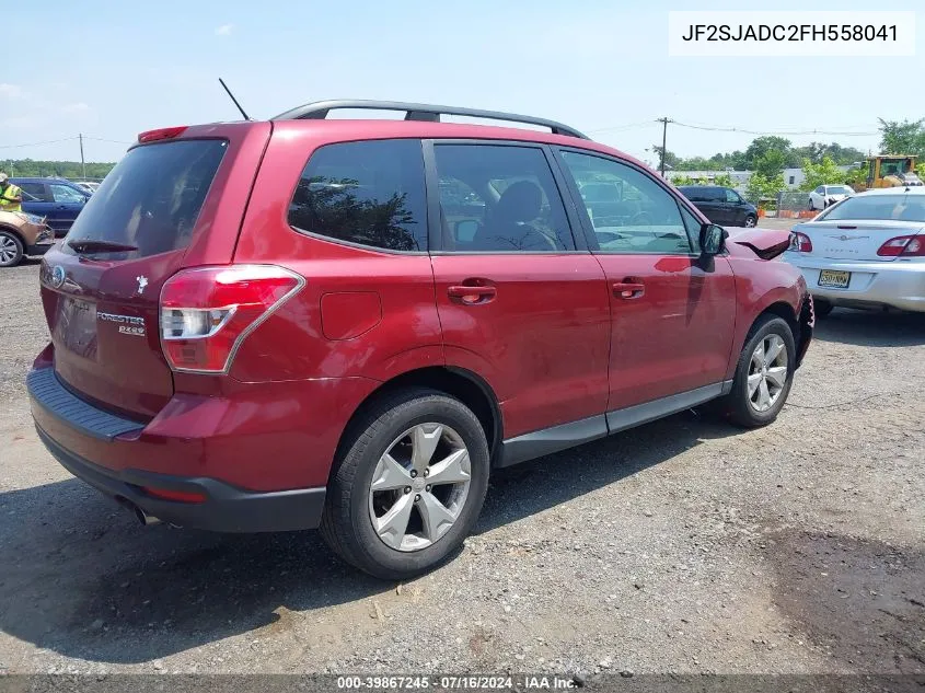 2015 Subaru Forester 2.5I Premium VIN: JF2SJADC2FH558041 Lot: 39867245